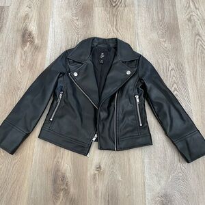 Girls Black Faux Leather Moto Jacket
